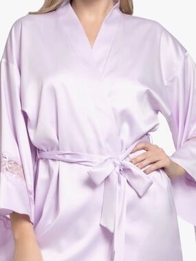 Satin Lace Robe XL, belted NWT Lavender Mother’s Day Gift Ready